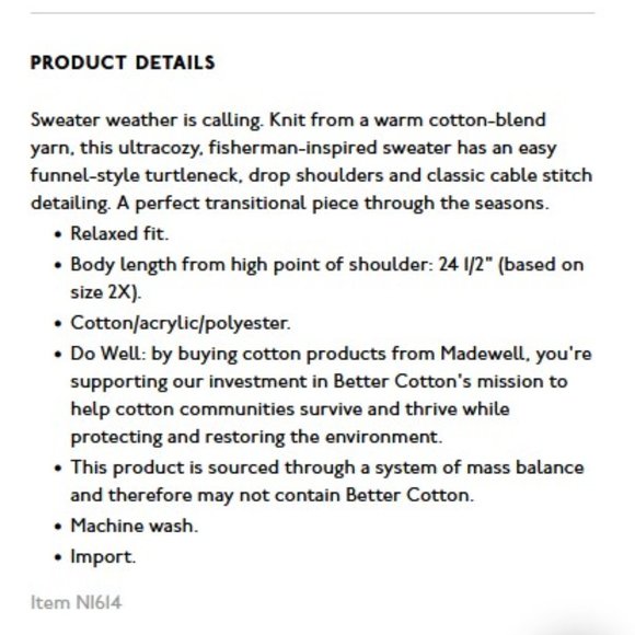 Madewell Cable Turtleneck Sweater 2X - Picture 6 of 10